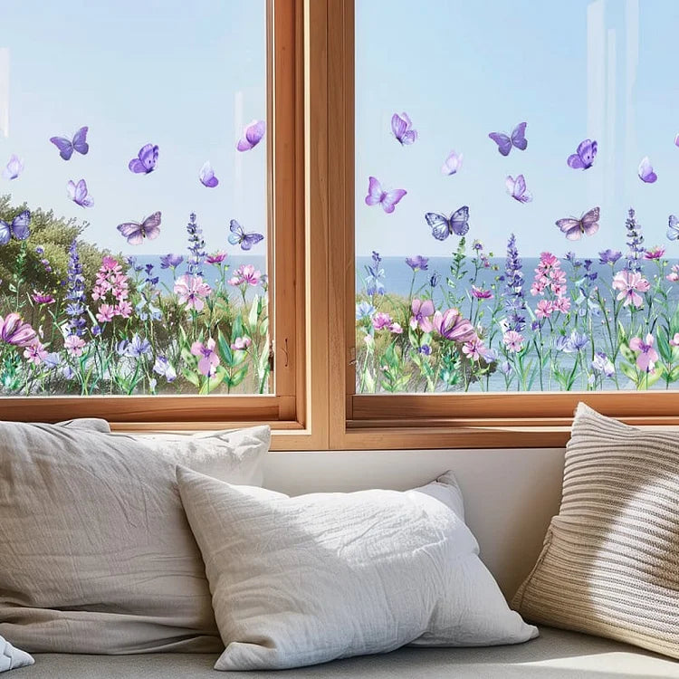 Floravue™ - Bunter Blumenstrauß Fensteraufkleber🖼️ (Frei zuschneidbar)