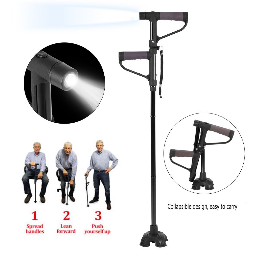 StepSure™ - Klappbarer, verstellbarer Gehstock mit LED-Licht