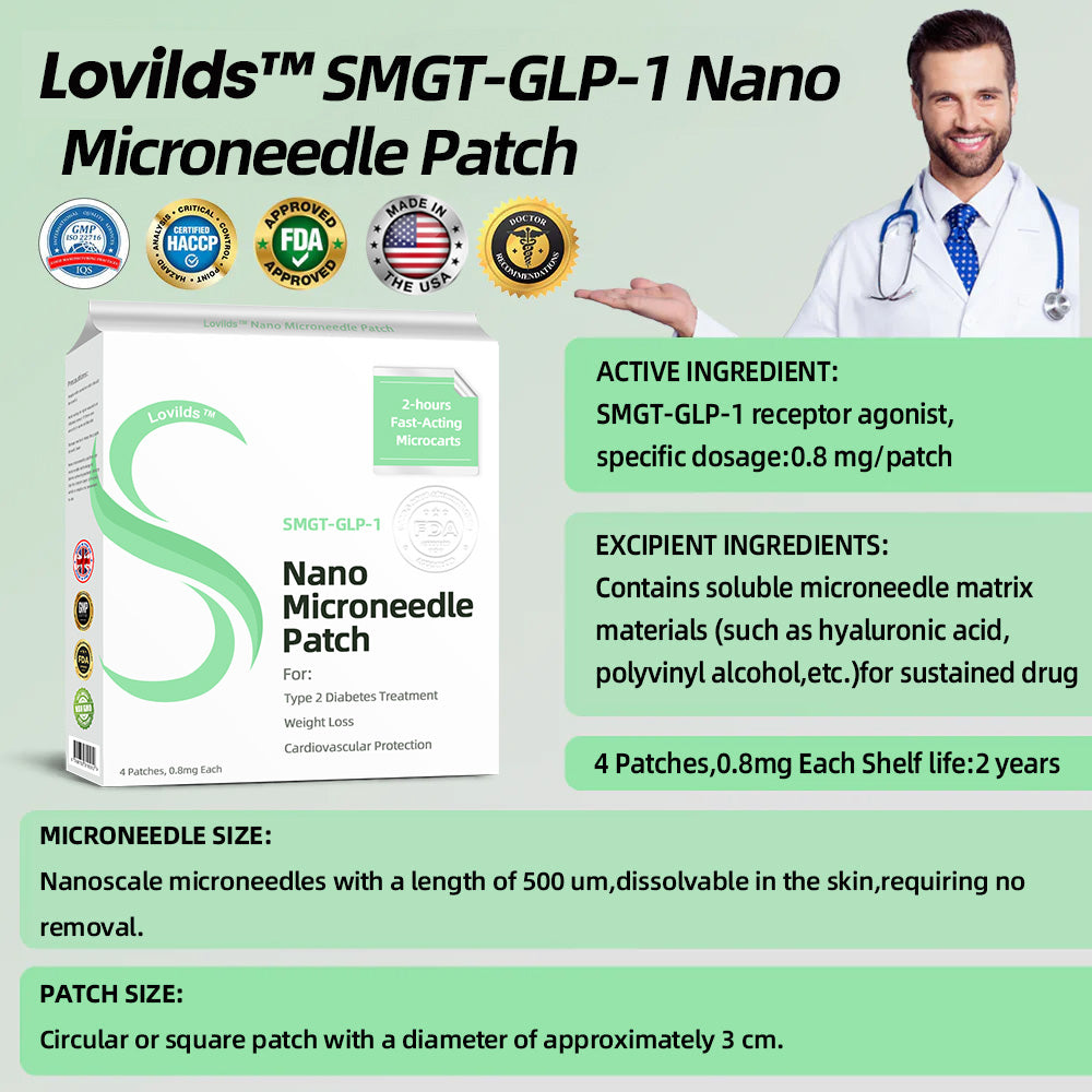 1+1 Gratis | LOVILDS™ SMGT-GLP-1 Nano-Mikronadel-Pflaster – Schneller Fettabbau mit schmerzfreier, ganztägiger Gewichtskontrolle