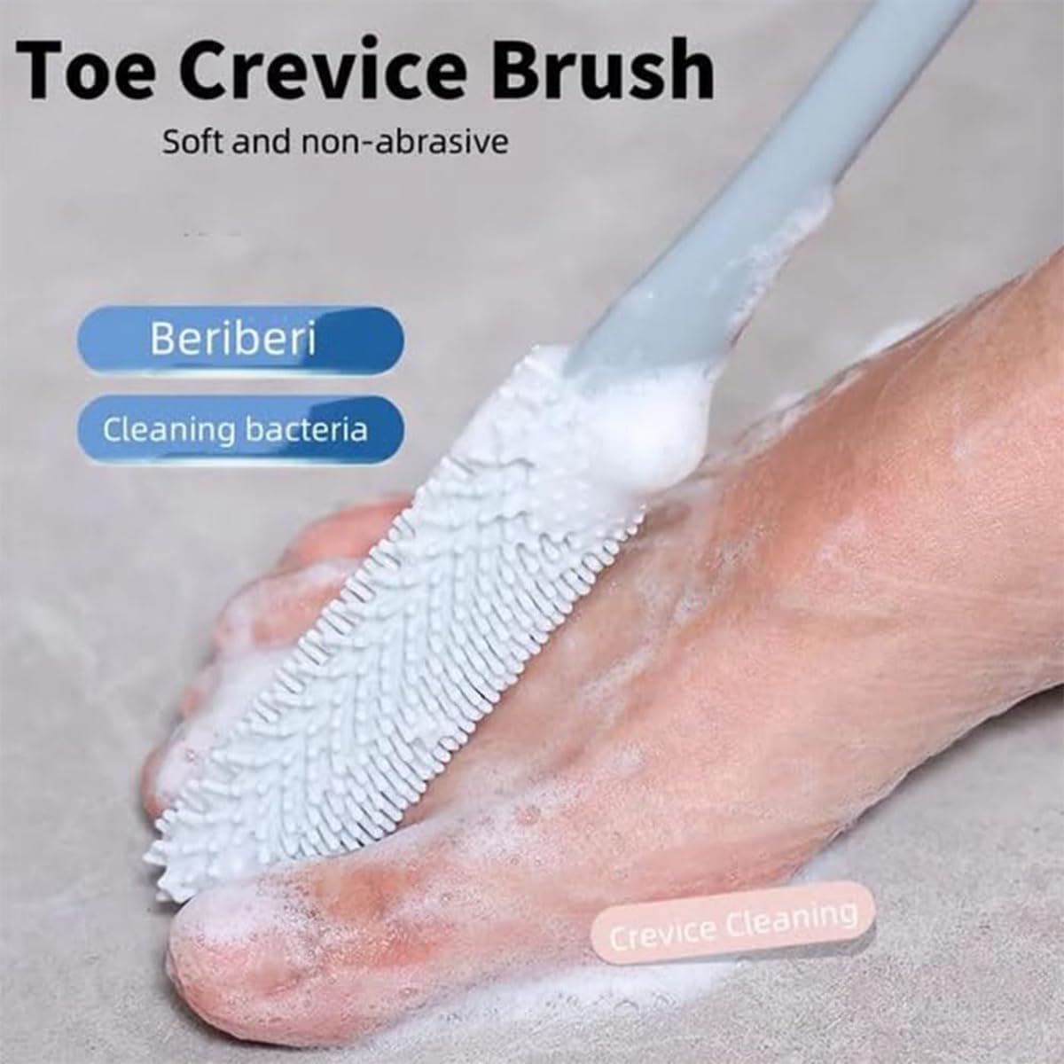 Fußschrubber & Zehenreinigungsbürste | Langer Stiel | 2-in-1 Reinigung & Peeling