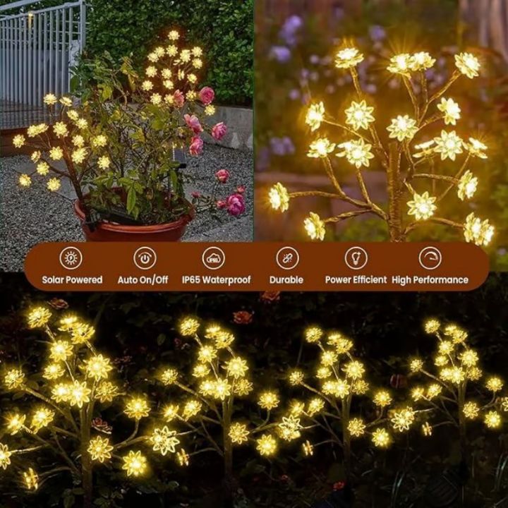 Solar-Kirschblütenlichter | Wasserdichte LED-Deko für draußen