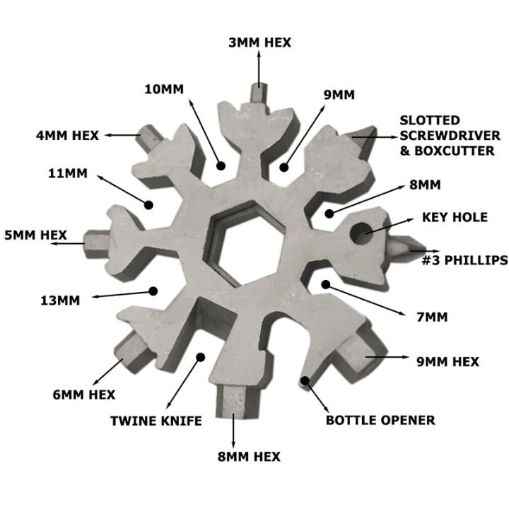 1+1 Gratis | Schneeflocke 18-in-1 MultiTool (2 Stücke)