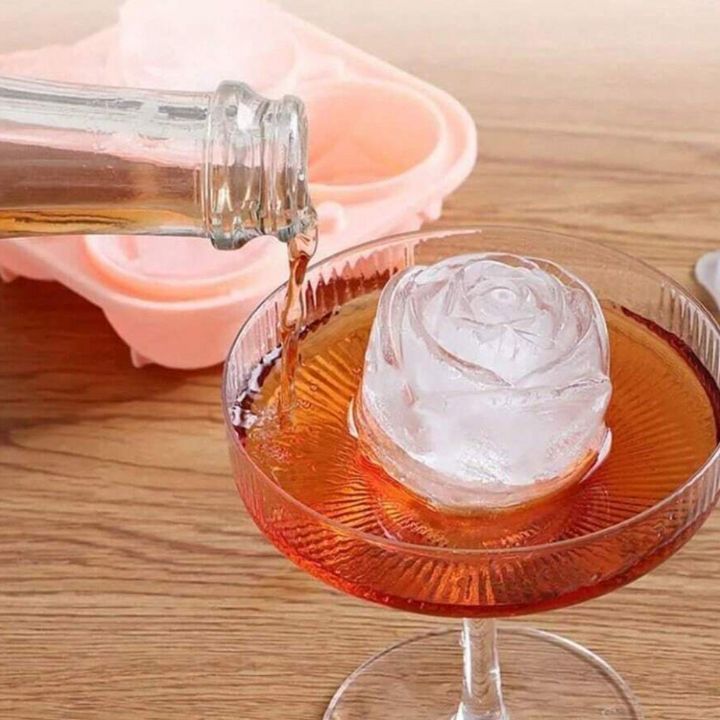 Rosen Eiswürfelform – 3D Silikon für elegante Eiswürfel (4 Gitter)