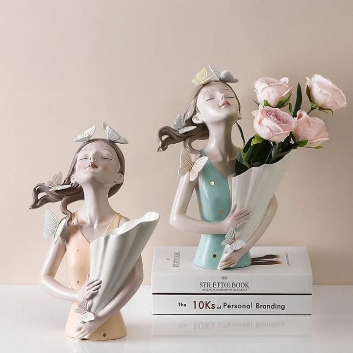 Keramikvase Schmetterlingsmädchen – Elegante & moderne Blumenvase