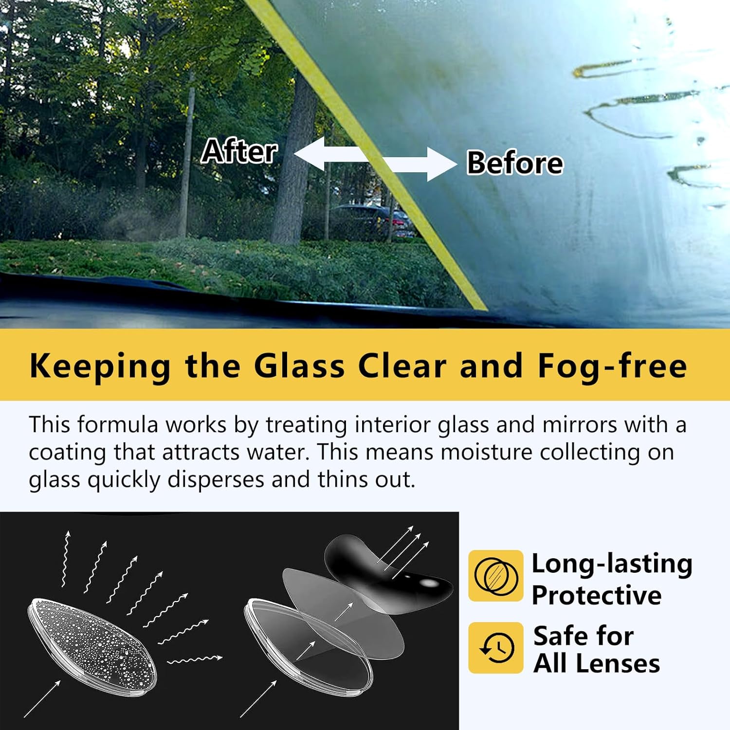 ClearView™ – Multifunktionales Antibeschlagspray für Brillen, Autowindschutzscheiben, Schwimmbrillen