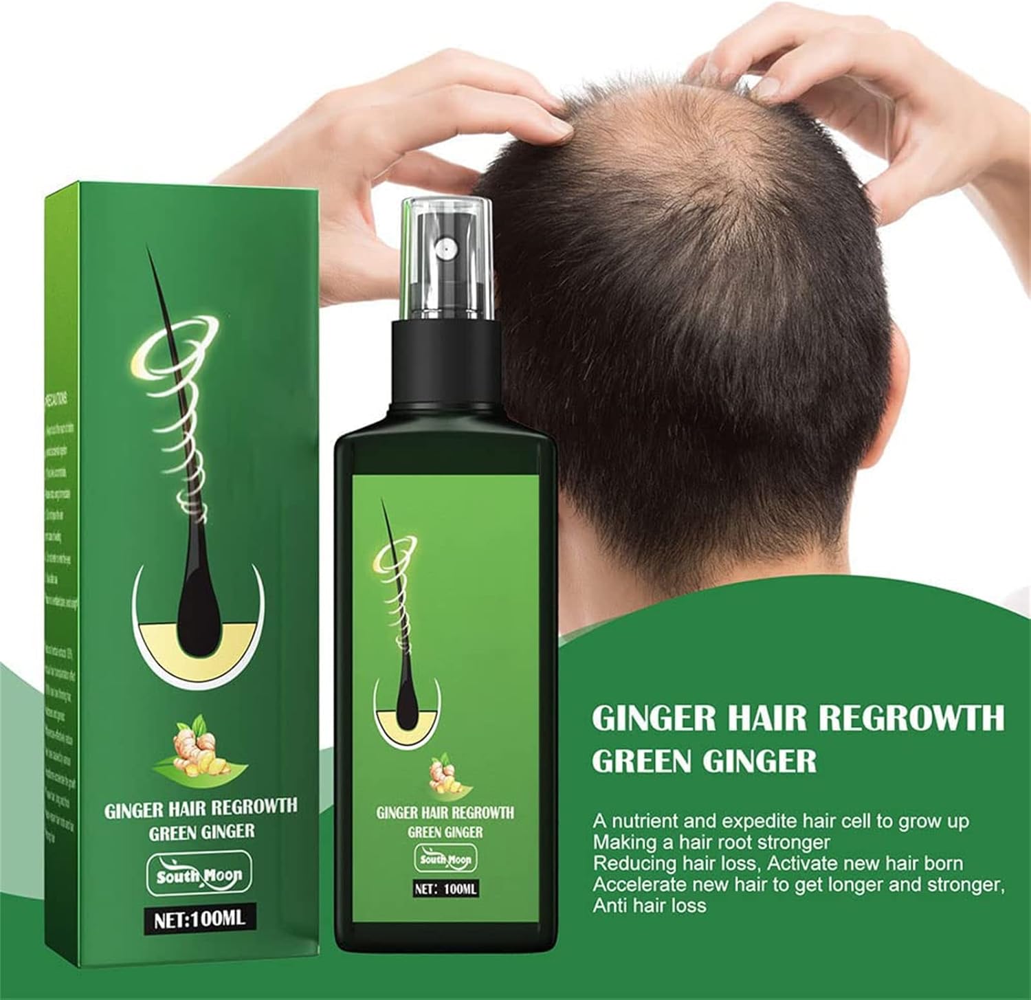 GingerGlow™ Haarwuchsspray | Ingwer & Minoxidil | Gegen Haarausfall