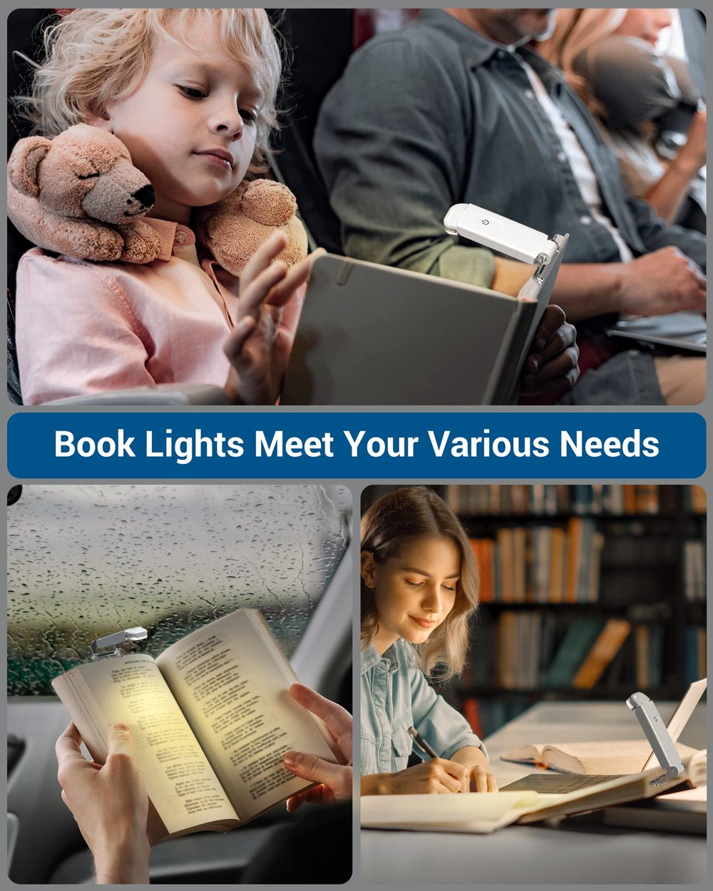 USB-LED-Buchlampe mit Clip – Lesezeichen & Mini-Taschenlampe in einem