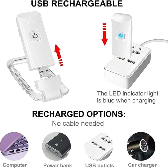 USB-LED-Buchlampe mit Clip – Lesezeichen & Mini-Taschenlampe in einem