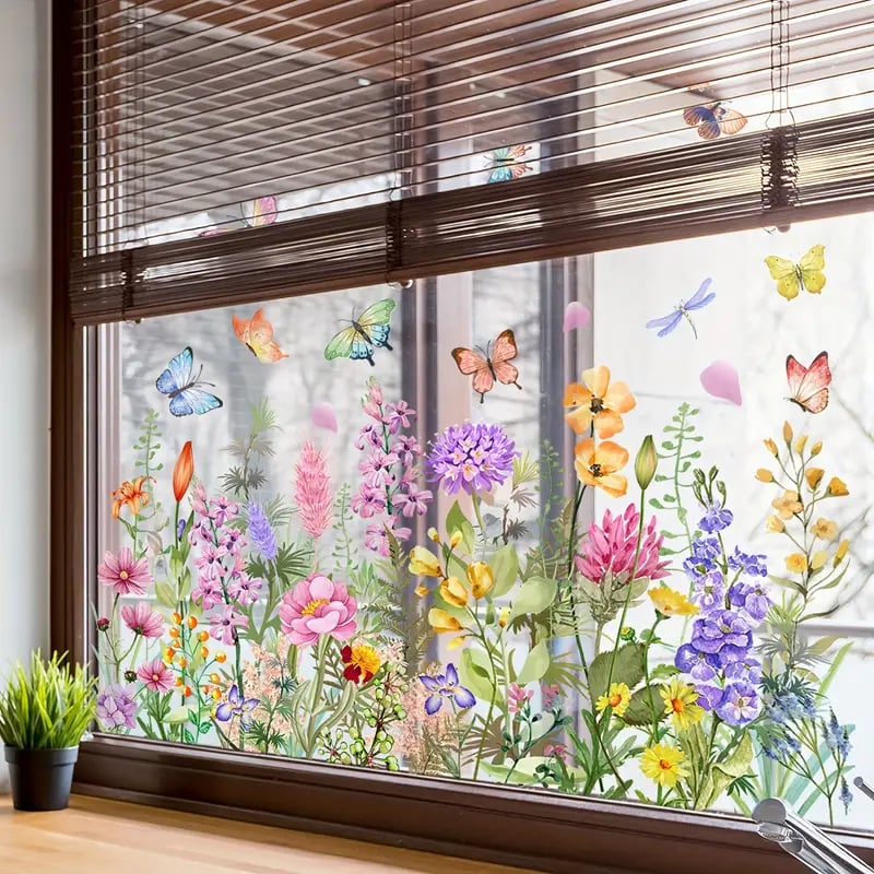 Bunte Blumenfensteraufkleber – Sofort mehr Farbe in Ihrem Zuhause (1+1 Gratis)