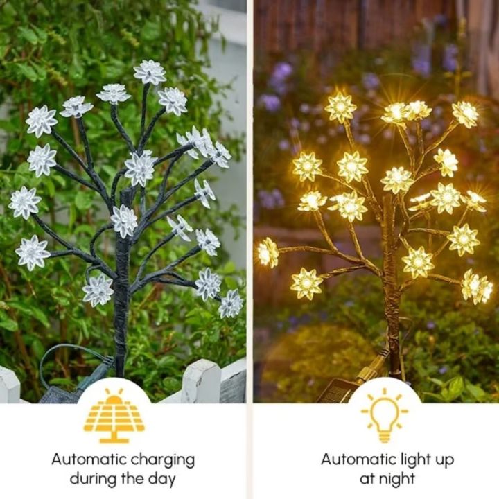 Solar-Kirschblütenlichter | Wasserdichte LED-Deko für draußen