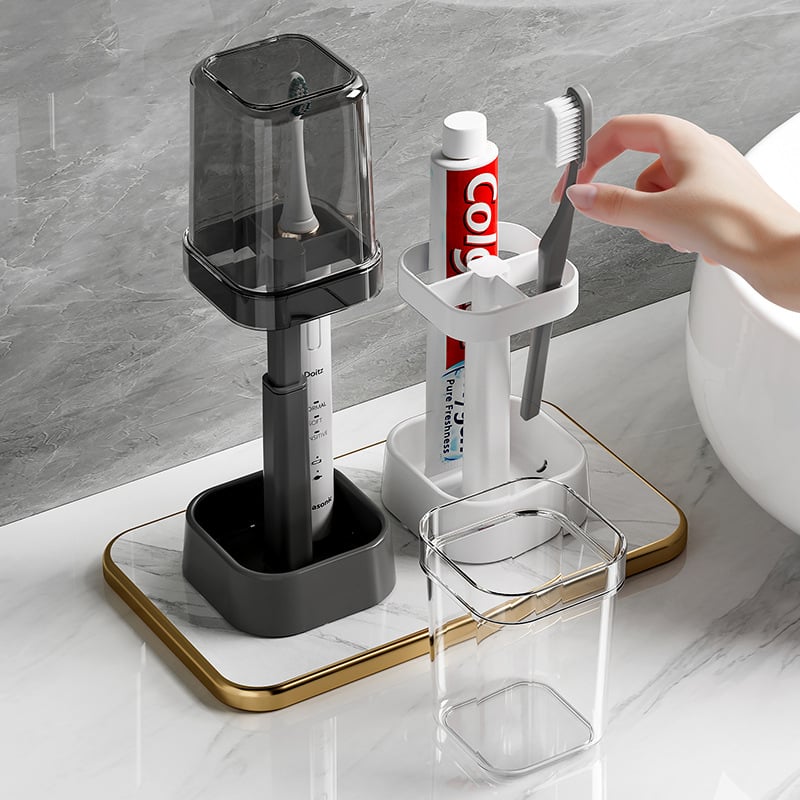 1+1 GRATIS | Stilvoller Zahnbürstenhalter mit Schutzabdeckung – Hygienisch & Ordentlich
