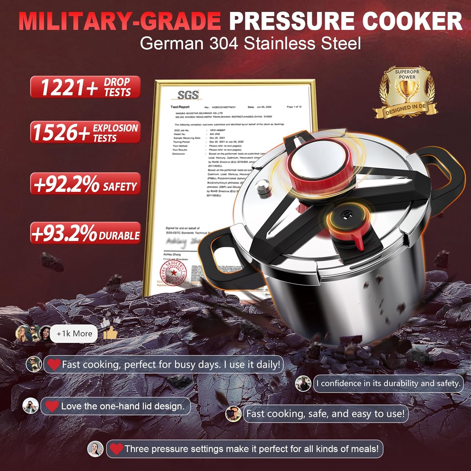 Schnellkochtopf | Edelstahl Pressure Cooker | 4L Kapazität | 50 % Rabatt