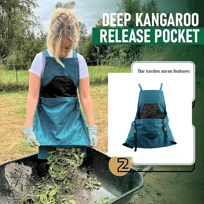 Kangaroom™ - Kreuzrücken-Garten-Schürze mit tiefen Känguru-Seitentaschen