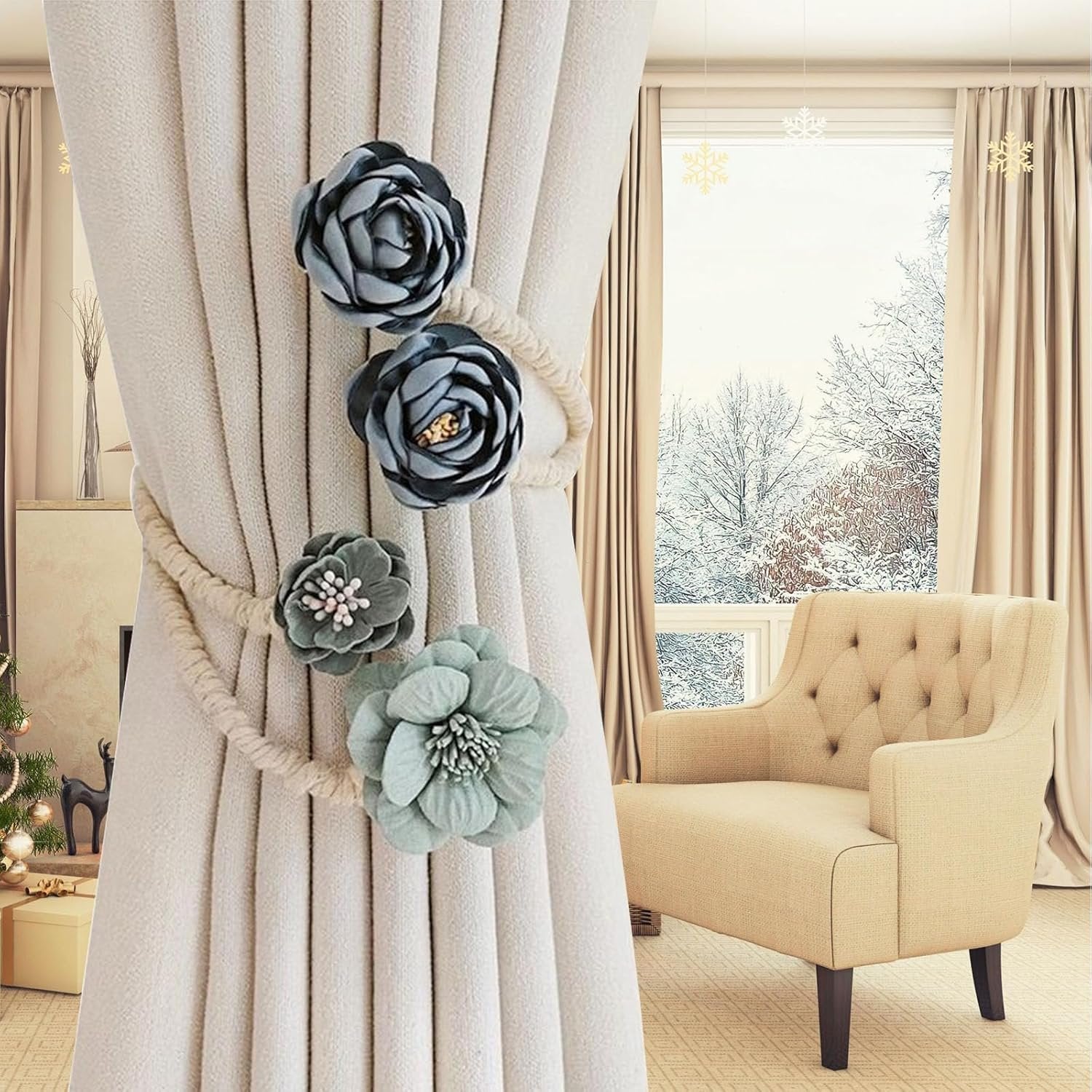 1+1 GRATIS | Elegante biegbare Gardinenhalter – Ohne Bohren, Ohne Aufwand