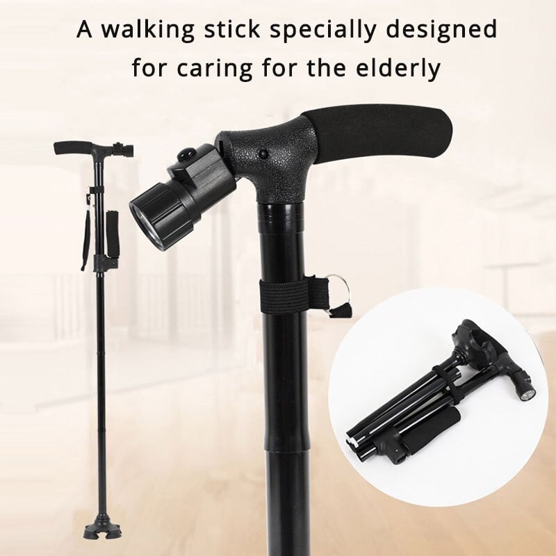 StepSure™ - Klappbarer, verstellbarer Gehstock mit LED-Licht