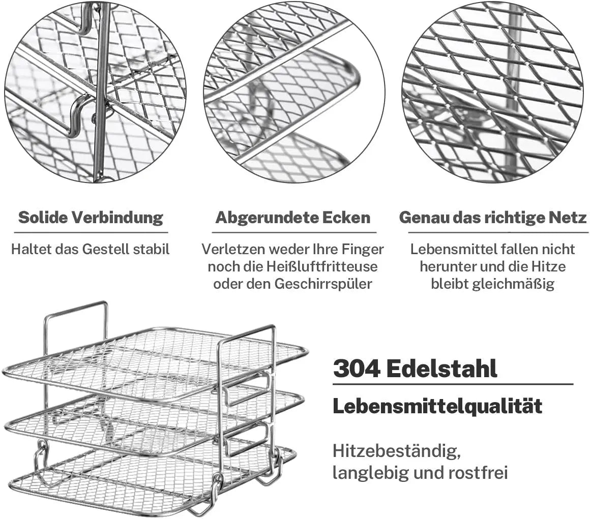 Abnehmbare mehrstufige Stand-Luftfritteuse aus Edelstahl 304 – Mehr Kochkapazität und Vielseitigkeit