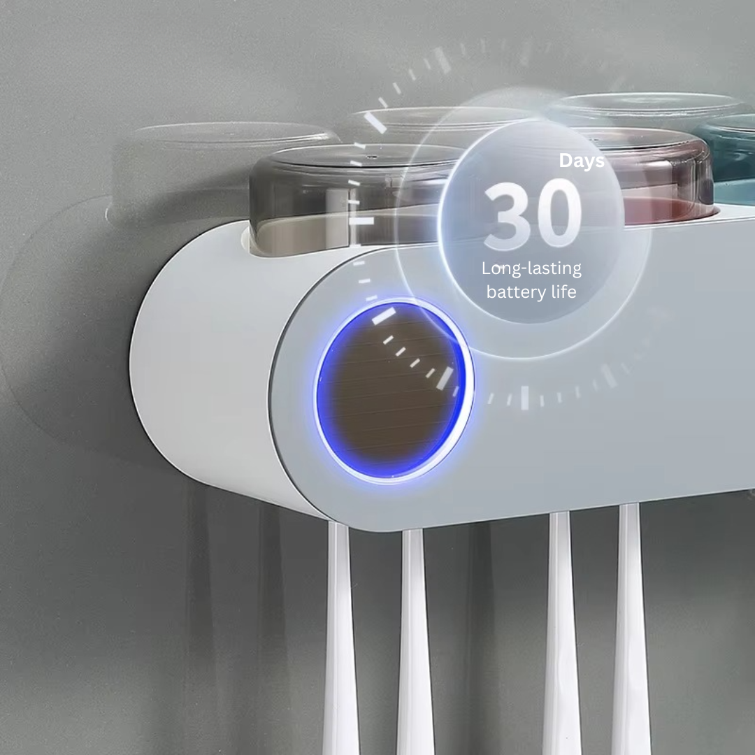 CleanVibe™ | Intelligenter UV-Sterilisator und Zahnpasta-Spender für die praktische Wandmontage