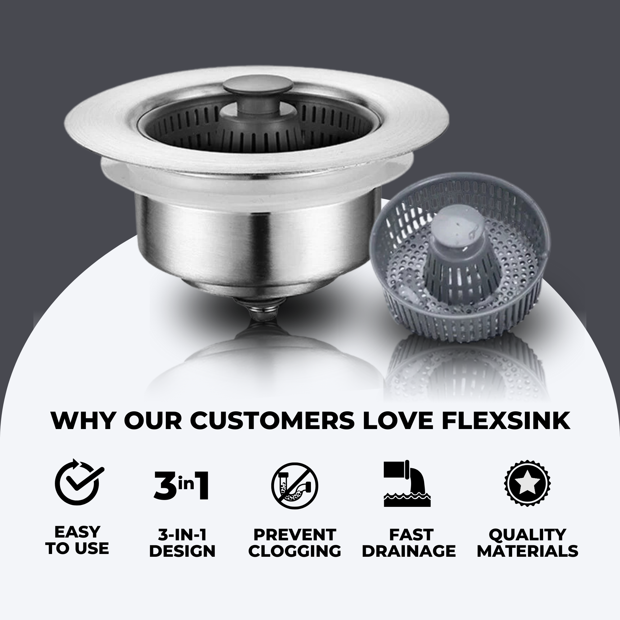 1+1 Gratis| FlexSink™ - 3-in-1 Spülbeckenhilfe und -stopper mit Druckfunktion