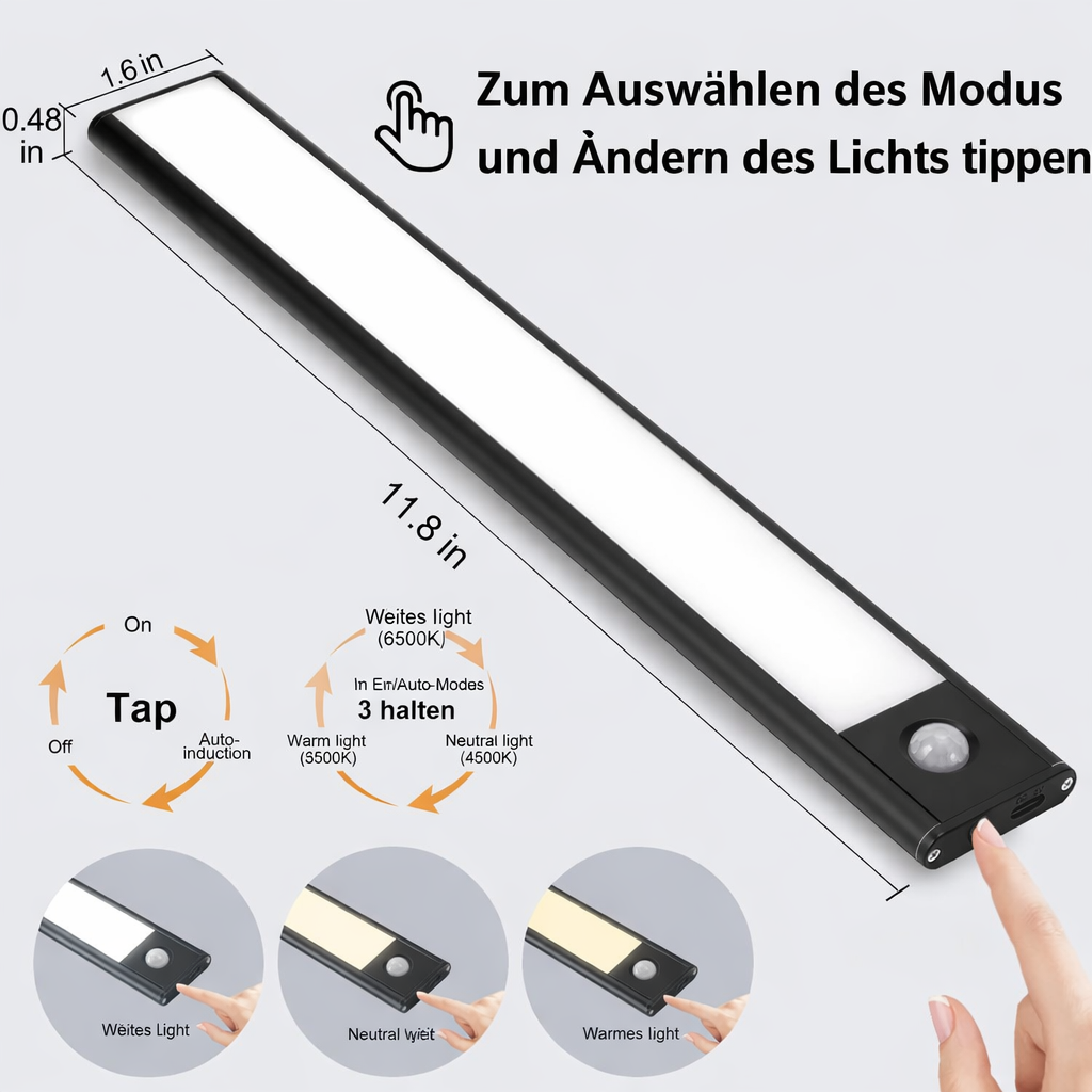 Bewegungsmelder Leuchte | USB-wiederaufladbar | Dimmbar & Kabellos