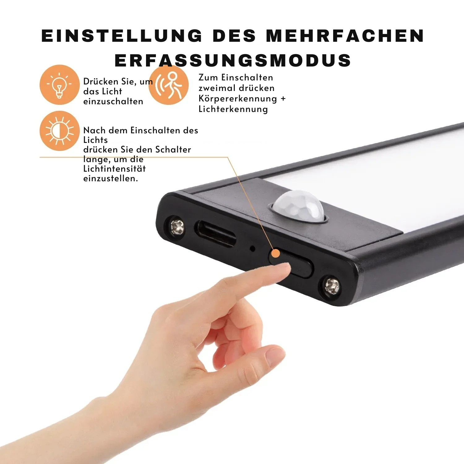 Bewegungsmelder Leuchte | USB-wiederaufladbar | Dimmbar & Kabellos | LumoMotion