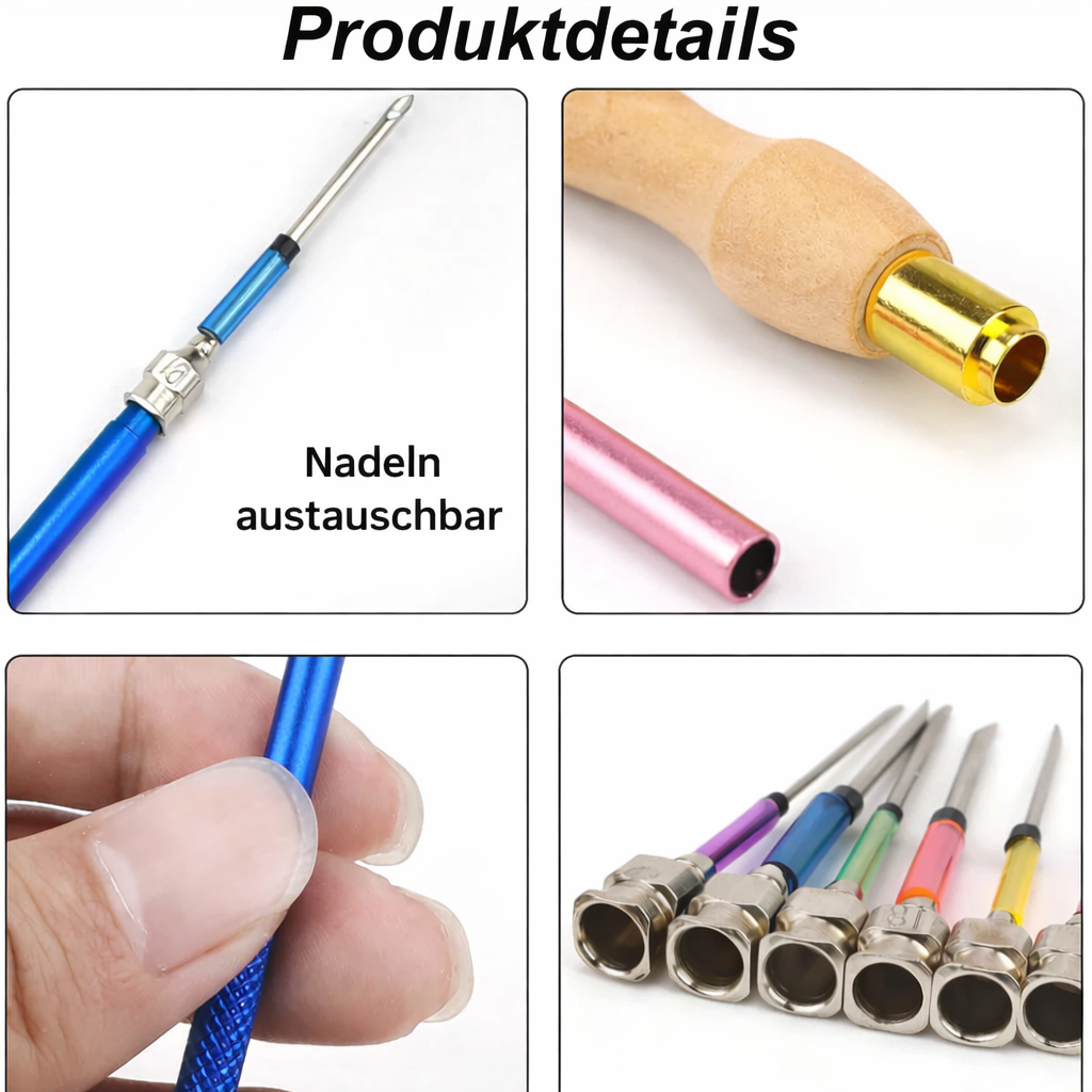 Sticknadel Set Ergonomisch | Präzisions-Stickwerkzeug | Handentlastend & Vielseitig | ThreadEase