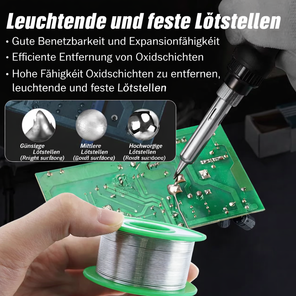Bleifreier Lötzinn | Flussmittelkern | Niedrigtemperatur | Präzises & gesundes Löten | SolderPure