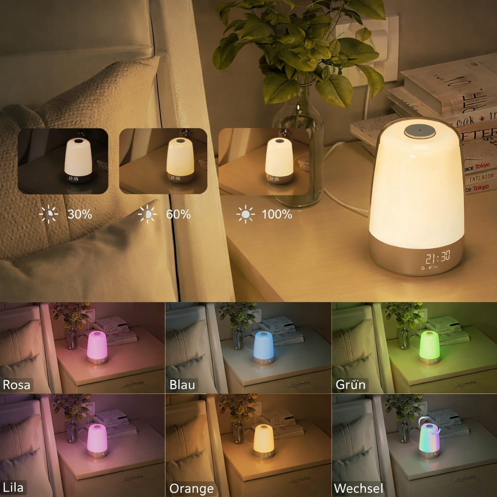 Wecker Sonnenaufgang | Wake-Up Light | Natürliche Geräusche | USB-C Aufladbar