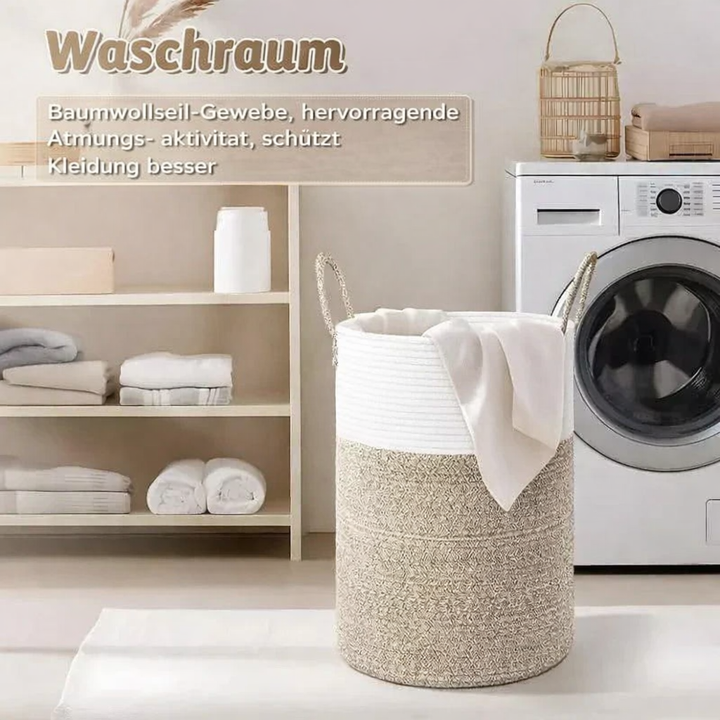 Faltbarer Baumwollkorb | 60L Wäschekorb | Stilvolle Aufbewahrung | RopeBasket