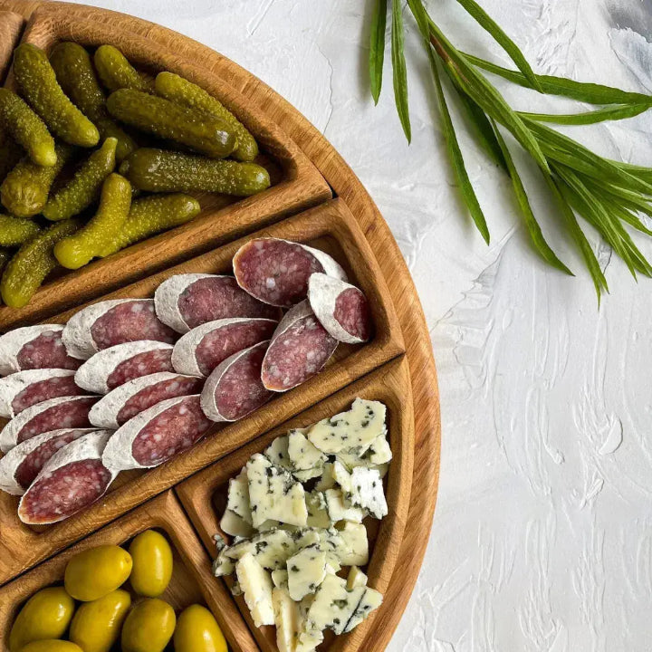 Holz Serviertablett | Herausnehmbare Fächer | Natürliche Optik | Vielseitig