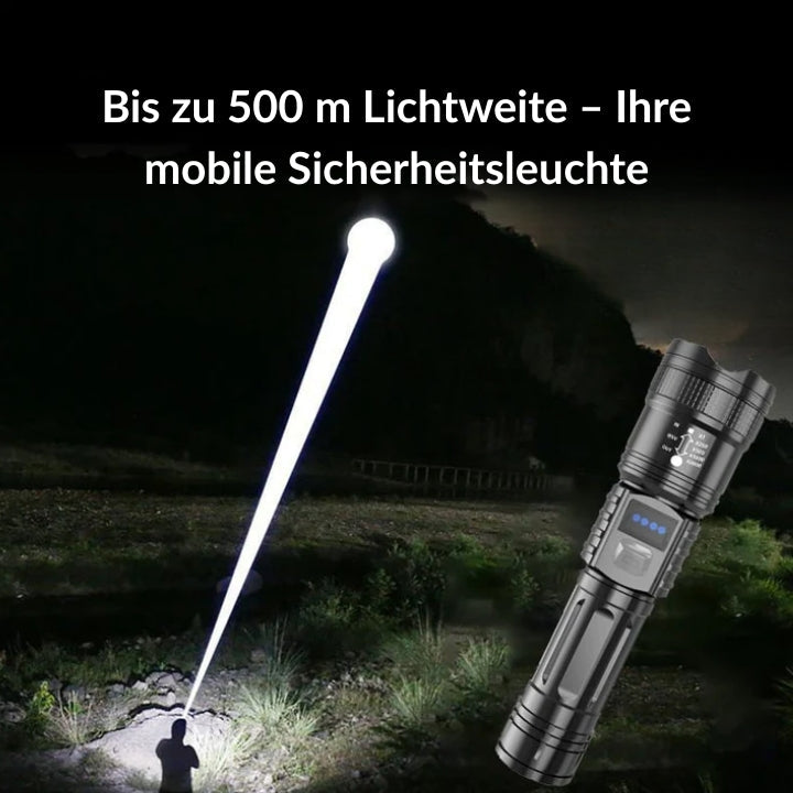 LED Taschenlampe | Ultrahell & Wasserdicht | 500m Reichweite | Zoom-Funktion | UltraBright