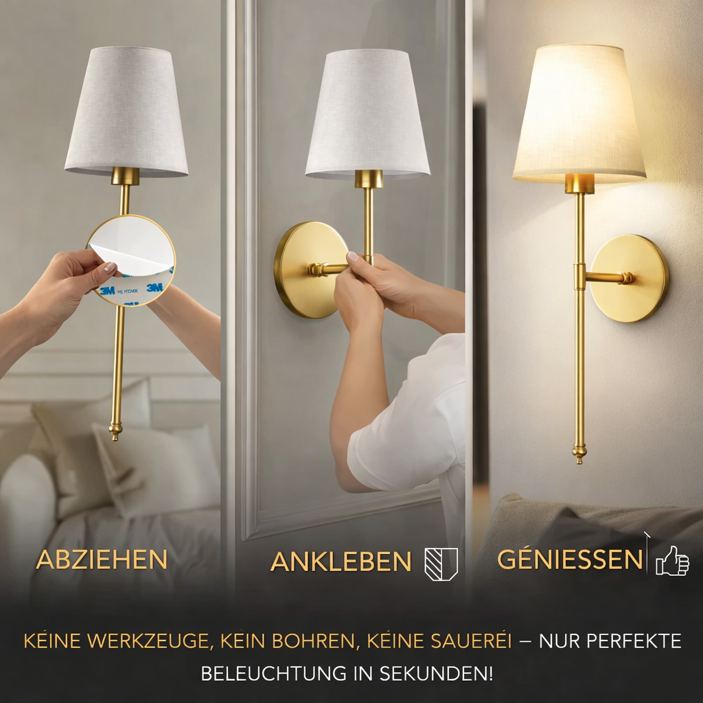 LED Wandleuchte| 3M-Klebemontage | Stoffschirm | 2er-Set | LumiStick Duo