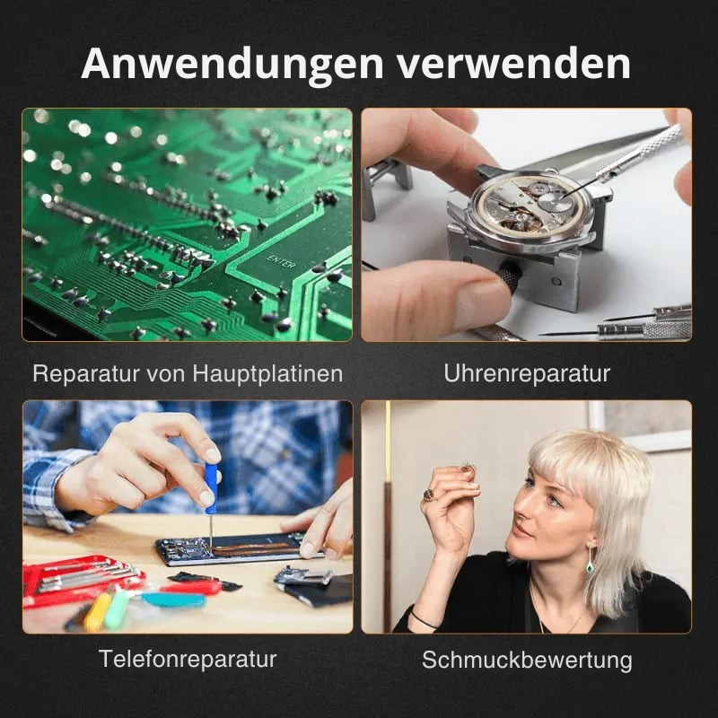 Lupe Stirnlampe | 8–23x Vergrößerung | LED-Beleuchtung | Freihändiges Arbeiten