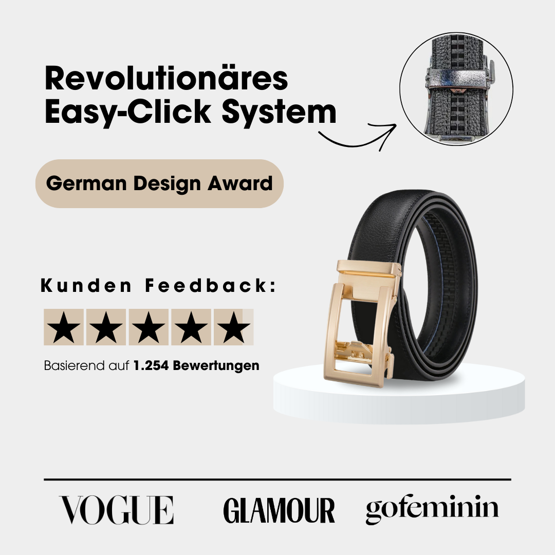 Majestice Belt Ledergürtel | Easy-Click Automatikverschluss | 100% Echtleder | 1+1 Aktion