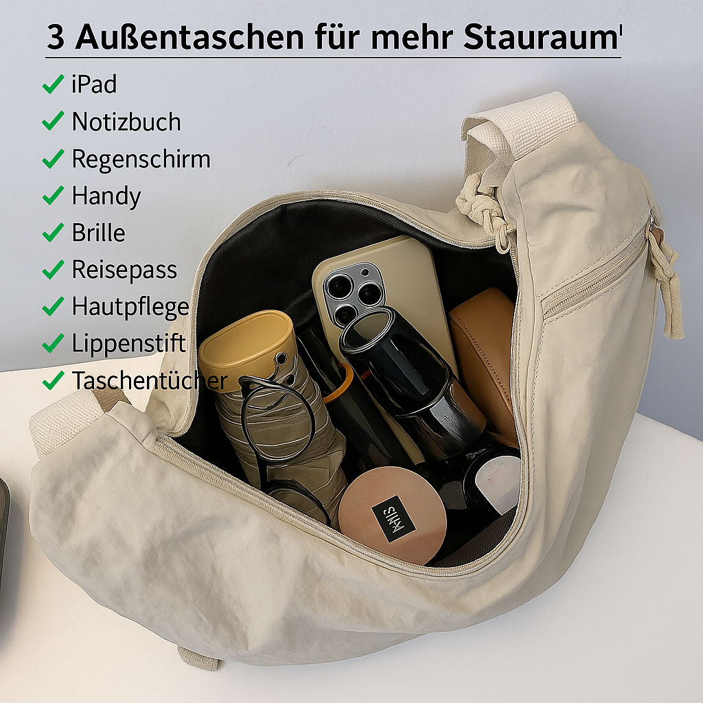 Nylon Crossbody Hobo Tasche | Geräumig & Stylisch | Verstellbarer Gurt