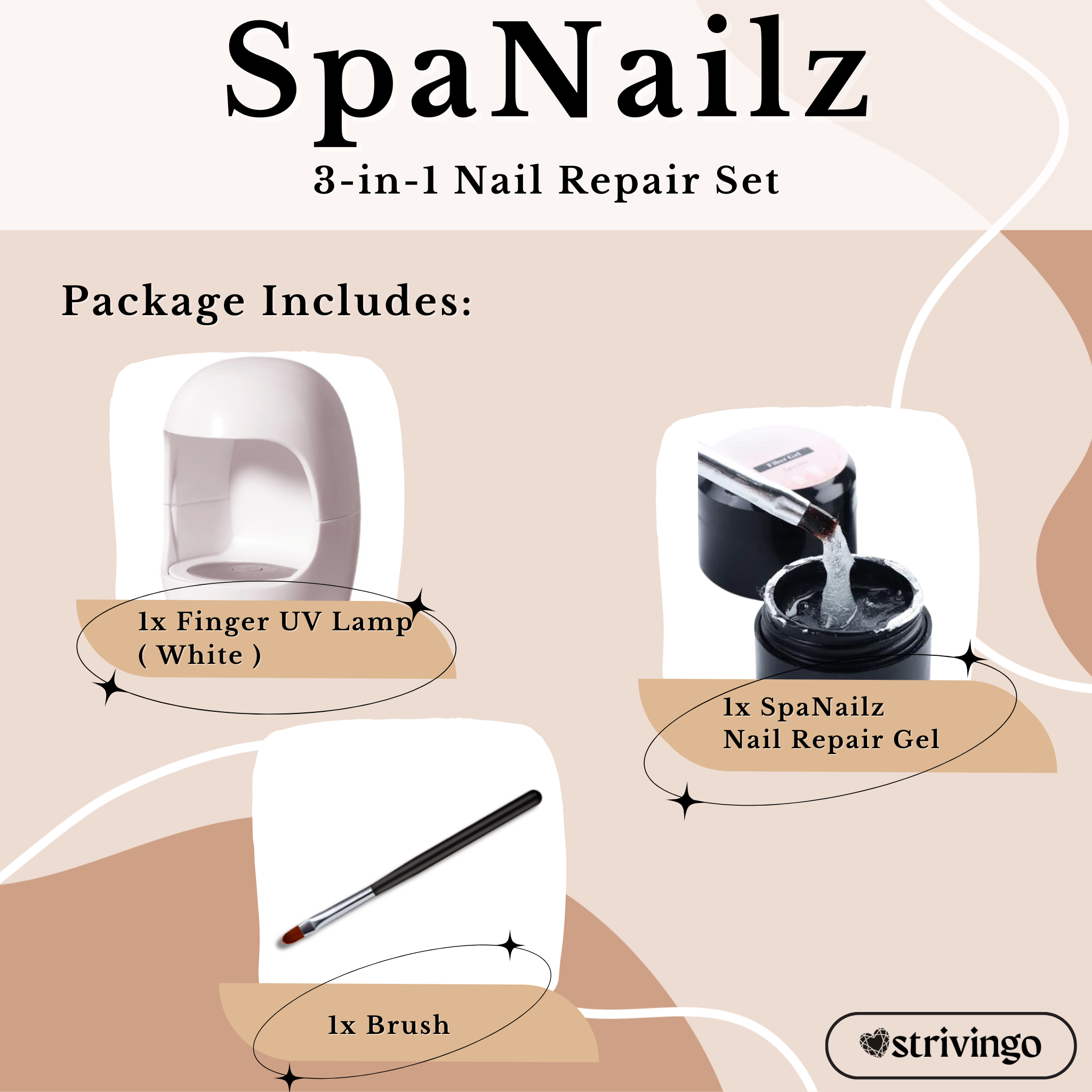 SpaNailz™ - 3 in 1 Nagelreparaturset | Inklusive Pinsel und UV-Lampe