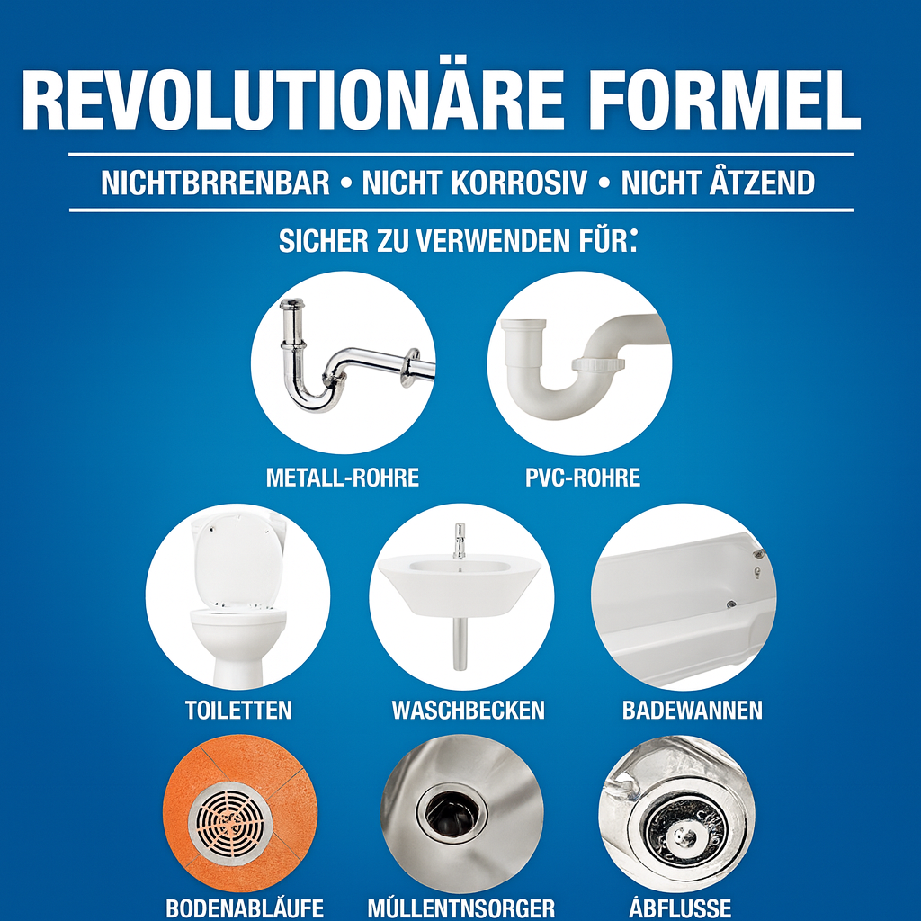 Rohrreiniger Pulver | Schnelle Wirkung | Rohrschonend | Ohne Schrubben