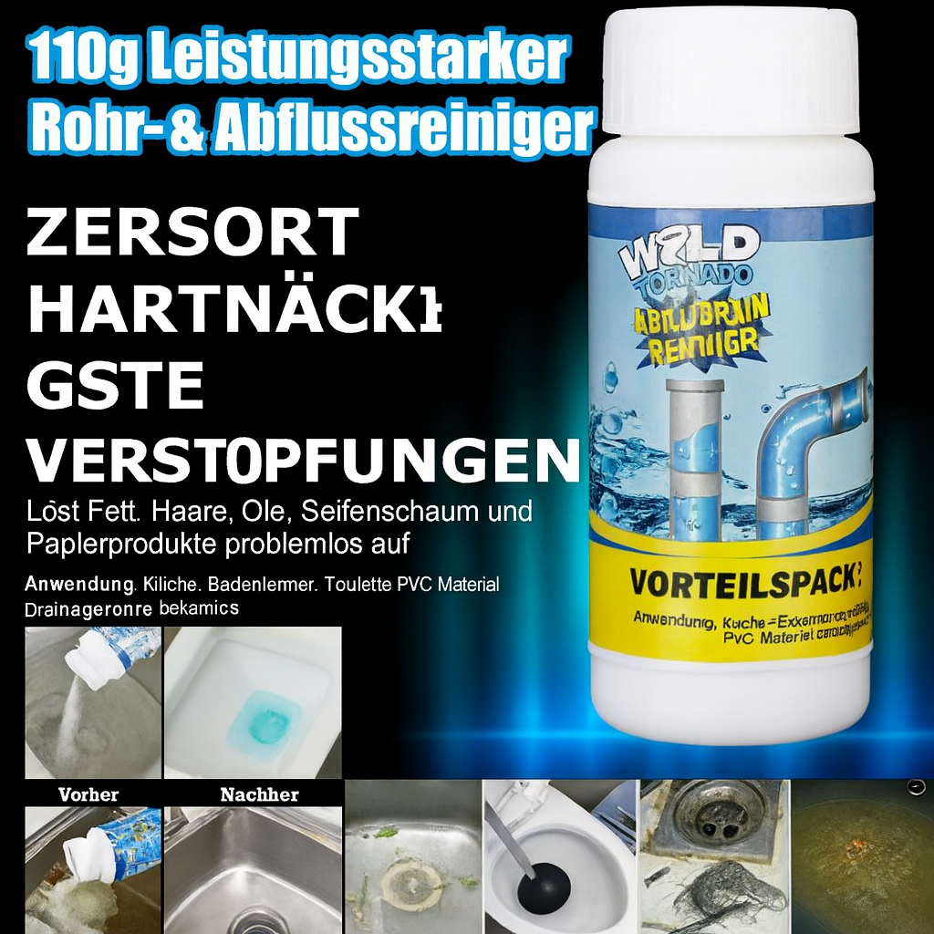 Rohrreiniger Pulver | Schnelle Wirkung | Rohrschonend | Ohne Schrubben