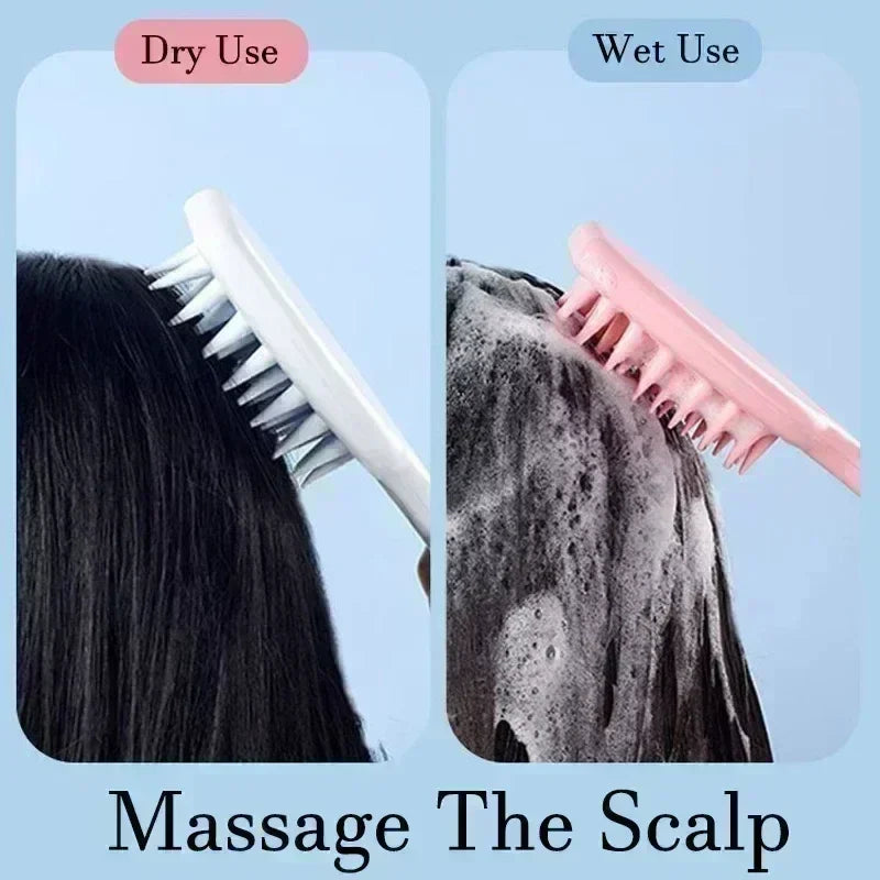 Verlängerte Griff weicher Silikon-Shampoo Kopfhaut-Massager Haarwasch-Kamm