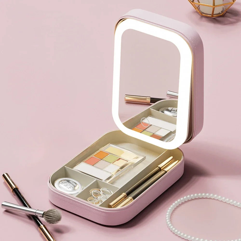 GlamBox™ - LED Dreifarbiger Verstellbarer Make-up-Spiegelcase