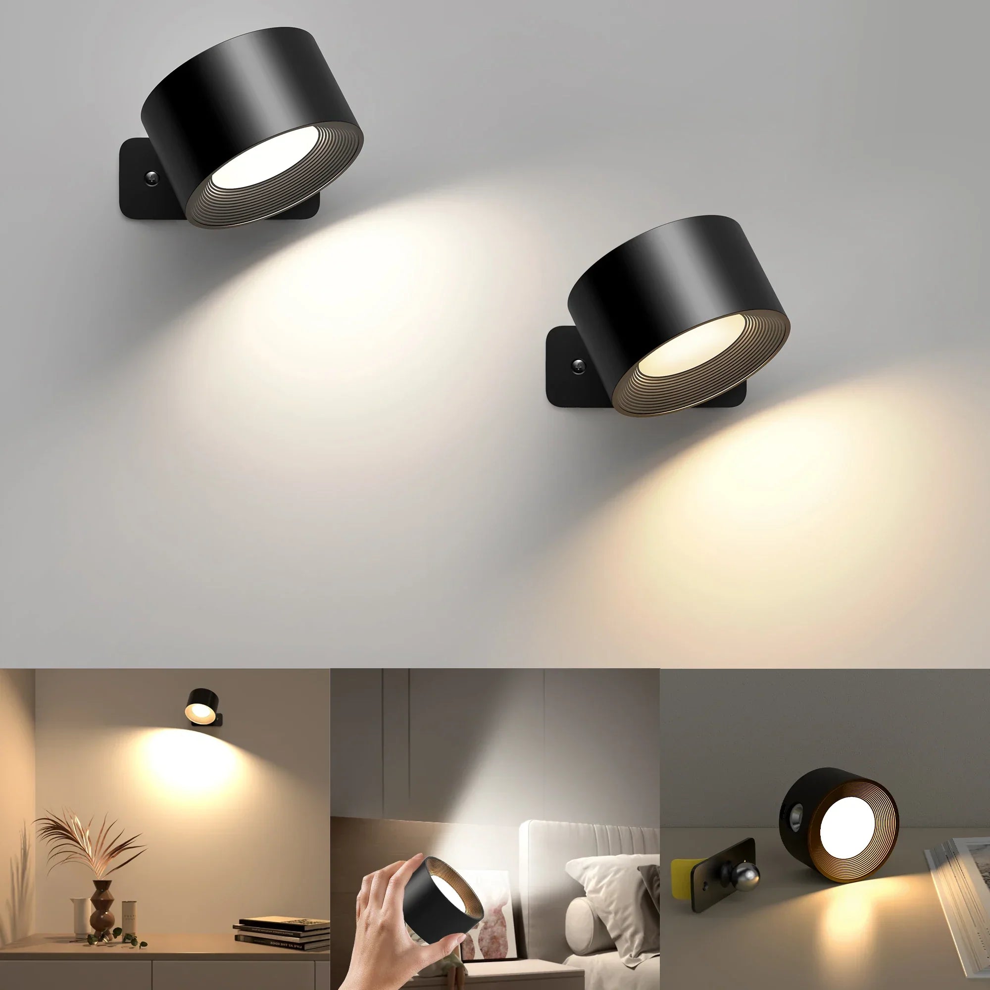InstaGlow™ | Drehbare Touch-LED-Wandleuchte für kabellose Umgebungsbeleuchtung