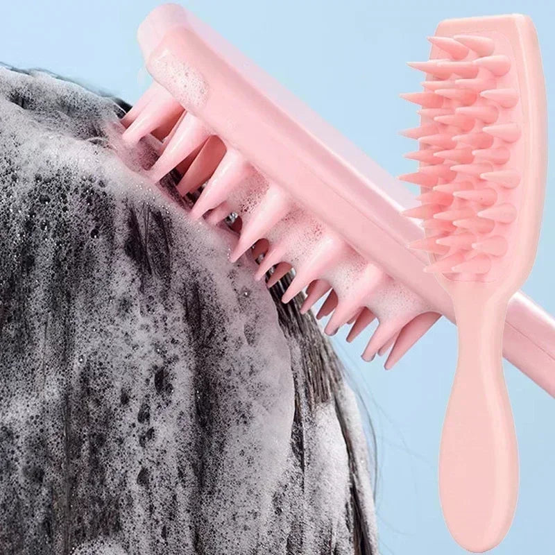 Verlängerte Griff weicher Silikon-Shampoo Kopfhaut-Massager Haarwasch-Kamm