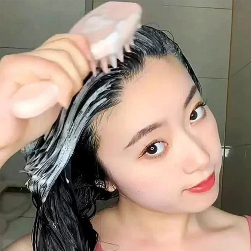 Verlängerte Griff weicher Silikon-Shampoo Kopfhaut-Massager Haarwasch-Kamm