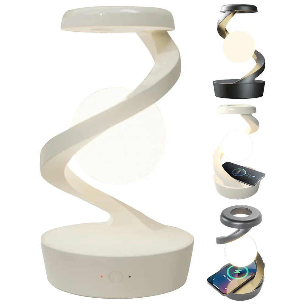 3D Schwebende LED-Lampe mit Wireless Charger – Kreative Mondlicht-Tischlampe