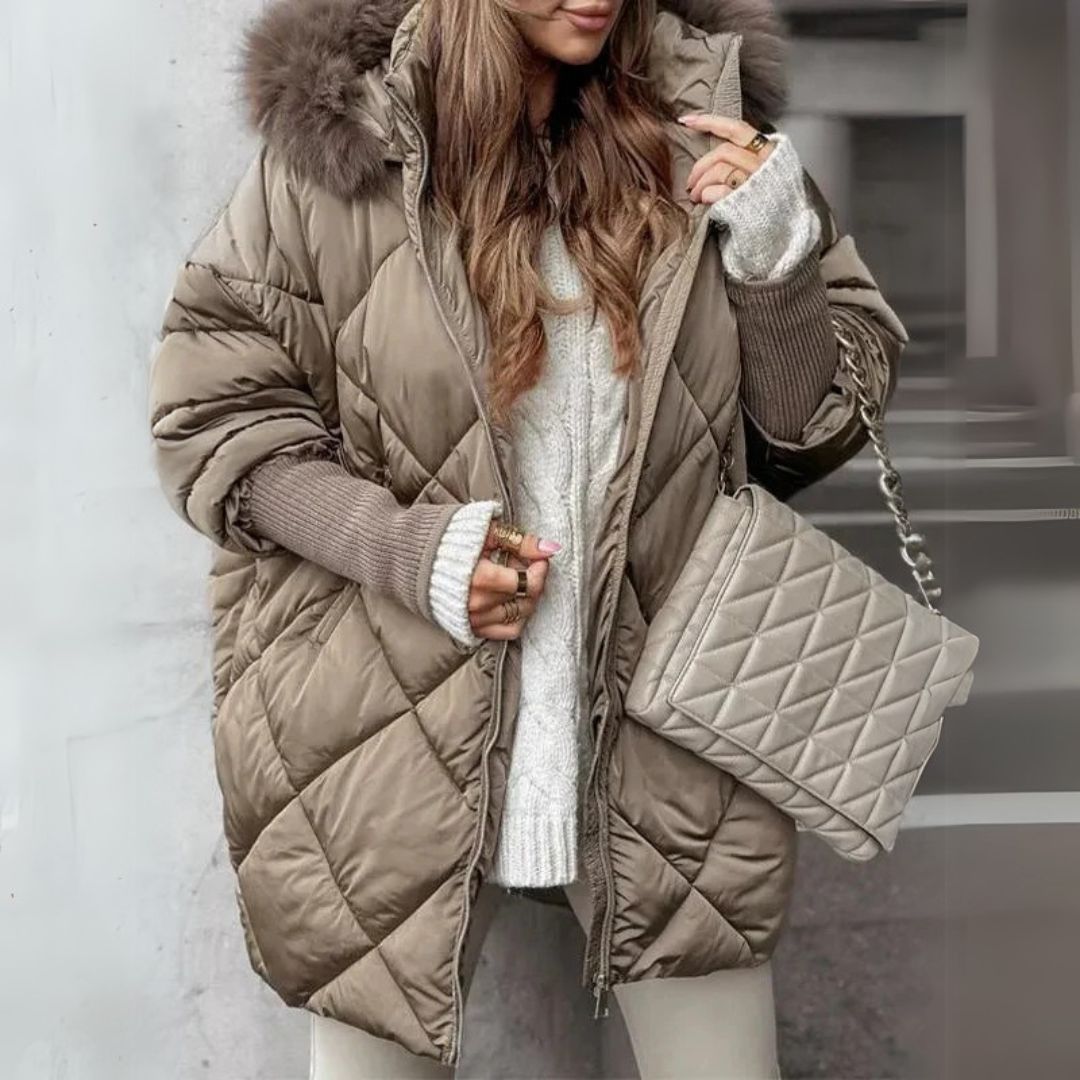 Damen Winterjacke | Diamant-Steppung | Abnehmbare Kapuze | Extra Warm