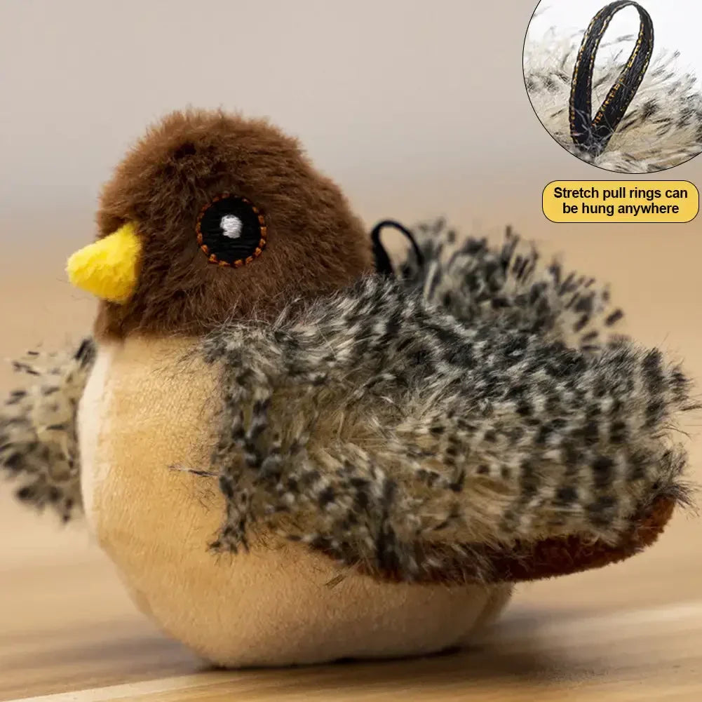 FluffFly Interaktives Katzenspielzeug | Vogel mit Sound & Flügelbewegung | USB Aufladbar | 1+1 Gratis