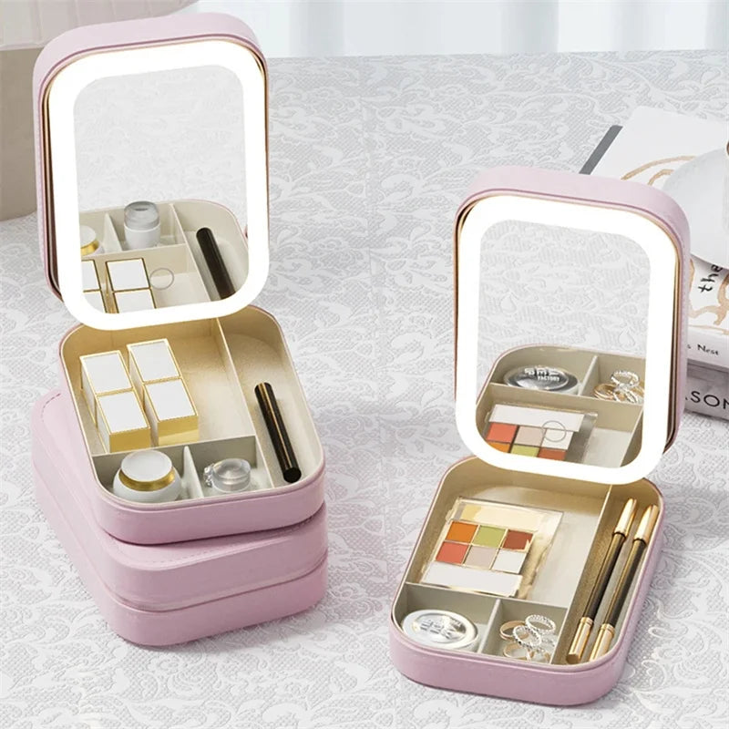 GlamBox™ - LED Dreifarbiger Verstellbarer Make-up-Spiegelcase