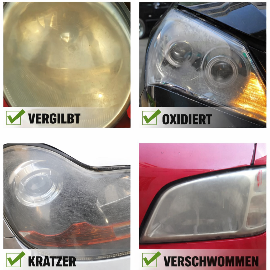 Scheinwerfer Aufbereitungsflüssigkeit | Entfernt Vergilbung | Sofort Klar | UV-Schutz | BrightLite