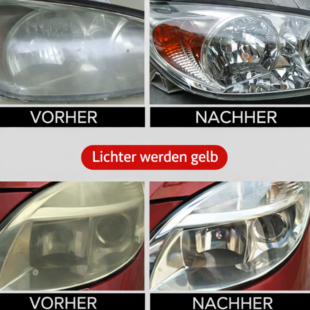 Scheinwerfer Aufbereitungsflüssigkeit | Entfernt Vergilbung | Sofort Klar | UV-Schutz | BrightLite