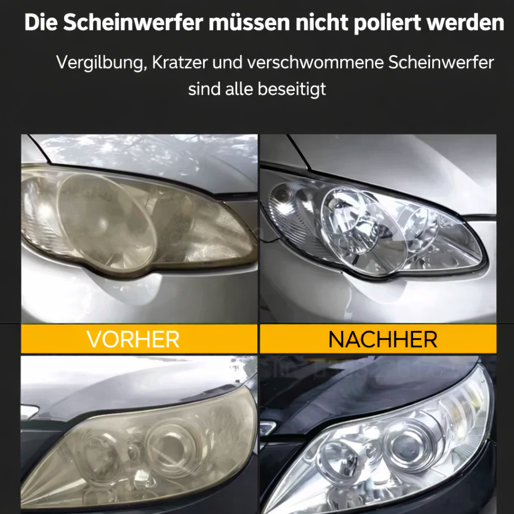 Scheinwerfer Aufbereitungsflüssigkeit | Entfernt Vergilbung | Sofort Klar | UV-Schutz | BrightLite