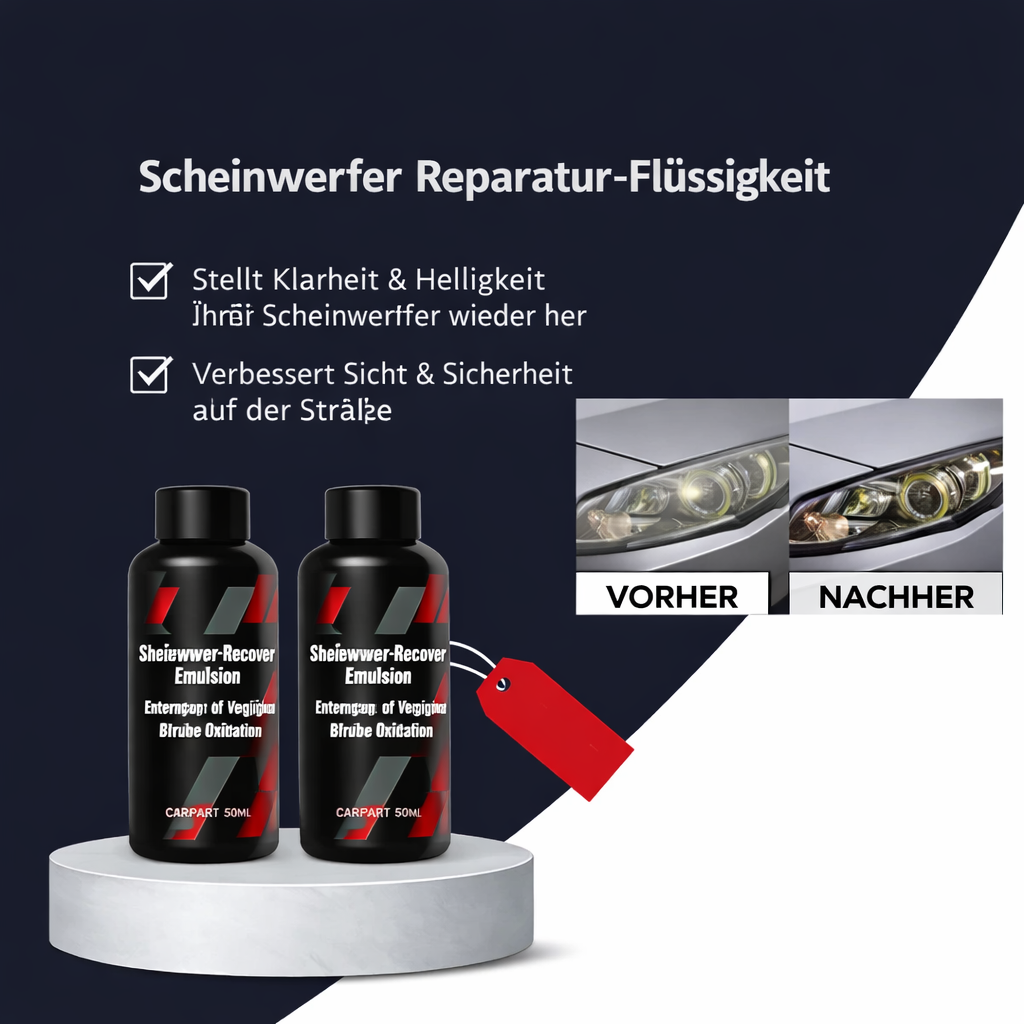 Scheinwerfer Aufbereitungsflüssigkeit | Entfernt Vergilbung | Sofort Klar | UV-Schutz | BrightLite